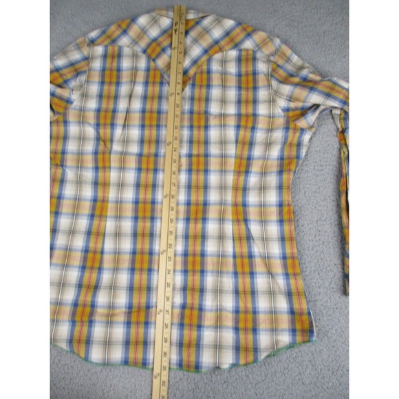Energie Shirt Mens XL Multicolor Western Pearl Snap Button Plaid Embroidered - Picture 14 of 16